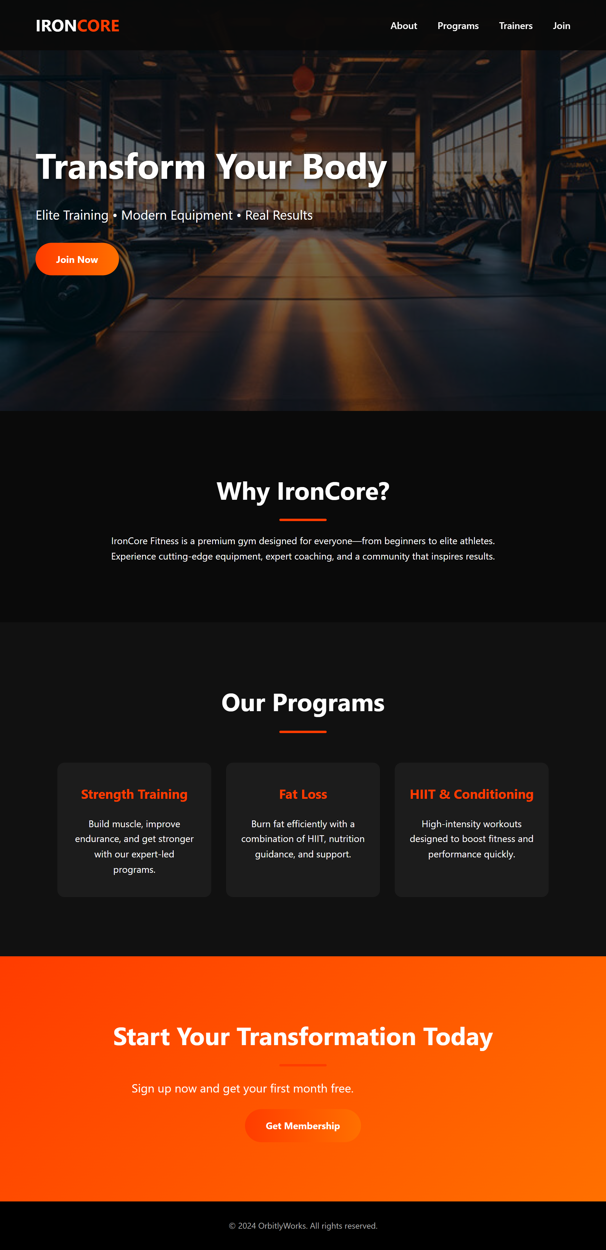 Modern landing page design by OrbitlyWorks